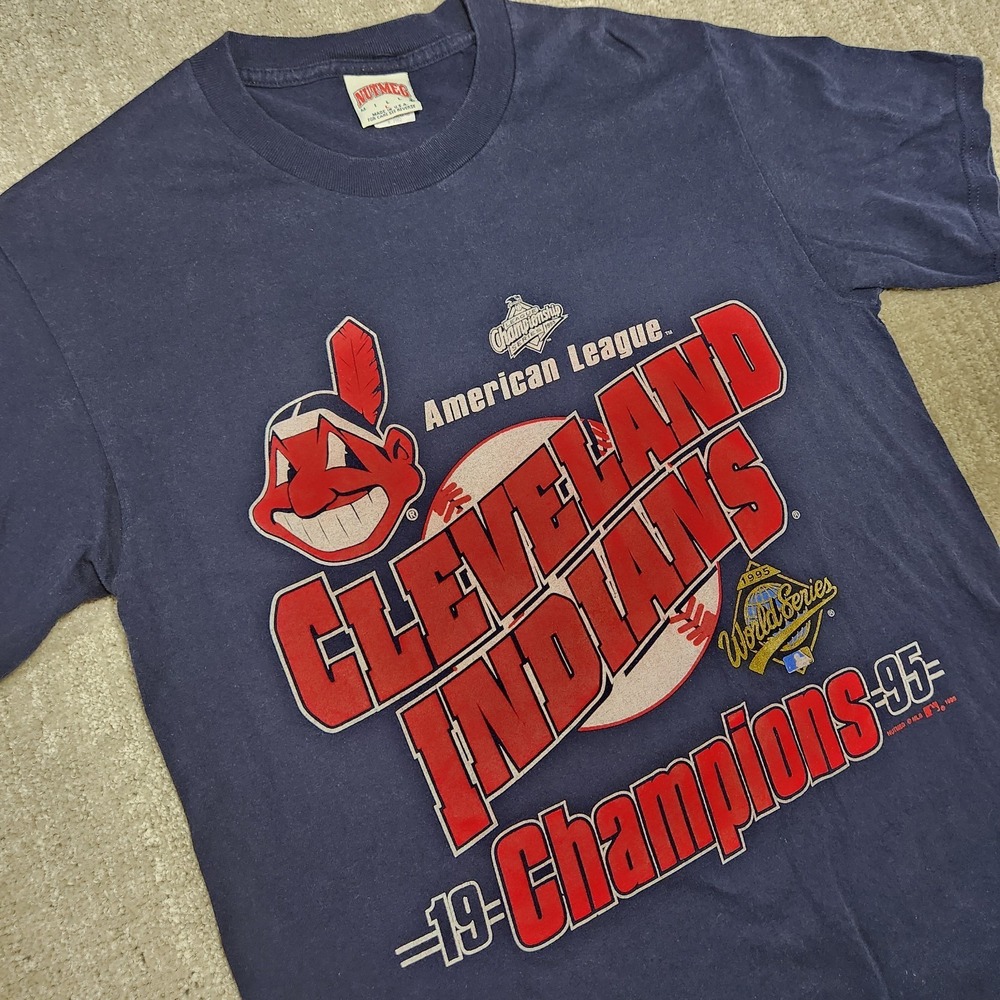 Vintage Cleveland Indians Shirt Men Large Cheif‎ Wahoo World Series 90s USA Y2K